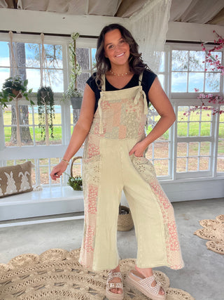 Dream In Color Patch Overalls - MATCHA