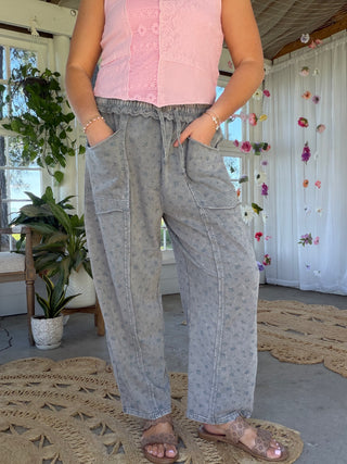 The Postcard From Paradise Barrel Pants - CHARCOAL