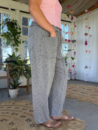 The Postcard From Paradise Barrel Pants - CHARCOAL