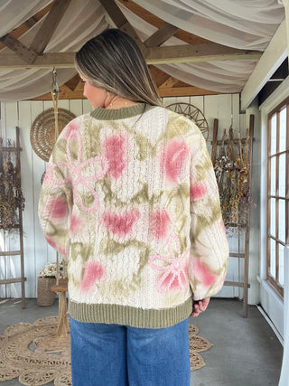 September Bloom Cable Knit Sweater