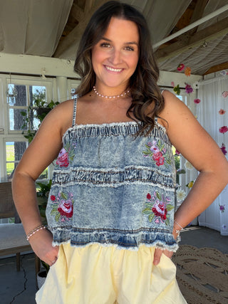 The Romantic Garden Tank - DENIM
