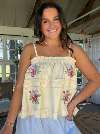 The Romantic Garden Tank - CREAM