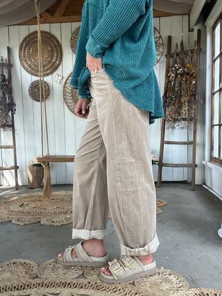 The Grayson High Rise Crop Barrel Corduroy Pants