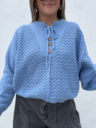 Buttercup Bliss Knit Henley - ROYAL BLUE