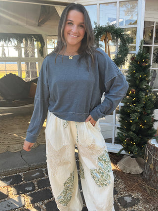 The Everyday Boat Neck Waffle Top - MIDNIGHT NAVY