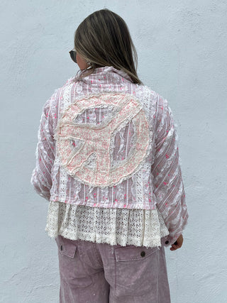 The Plaid Peace Button Up - PINK