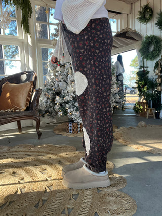 The Indie Girl Floral Patch Joggers - CHARCOAL