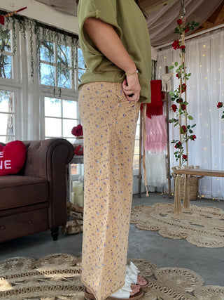 The Petal Party Wide Leg Pants - CREAM