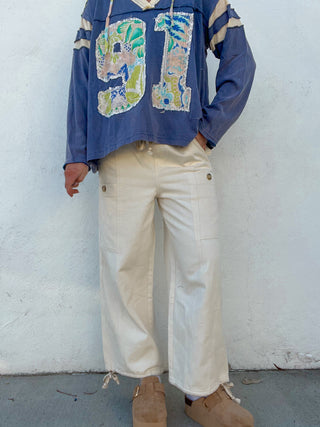 Urban Stripe Cargo Pants - CREAM