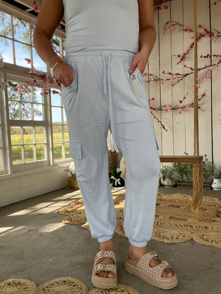 Brushed Hacci Cargo Lounge Jogger Pant - BLUE