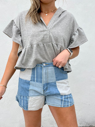 Mosaic Denim Shorts