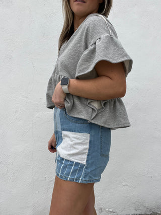 Mosaic Denim Shorts