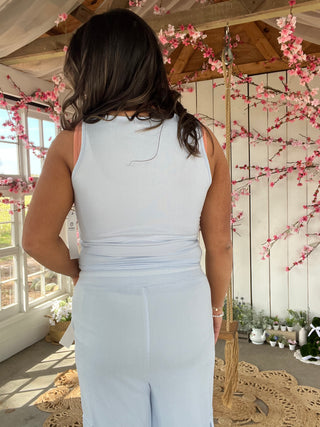 Brushed Hacci Lounge Tank Top - LIGHT BLUE