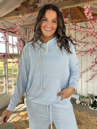 Brushed Hacci Lounge Hoodie - LIGHT BLUE