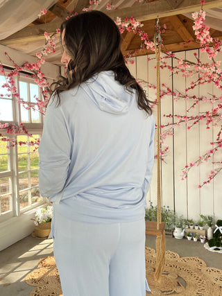 Brushed Hacci Lounge Hoodie - LIGHT BLUE