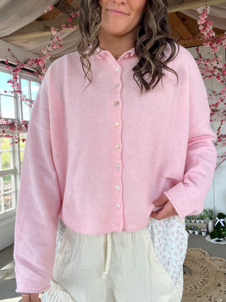 The Honey Knit Cardigan - PETAL PINK