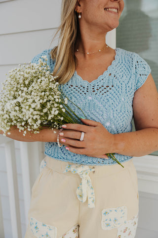 The Drift Away Crochet Top - BLUE