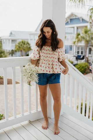 The 30a Floral Blouse - RED ROSE