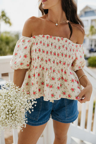 The 30a Floral Blouse - RED ROSE