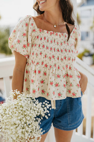 The 30a Floral Blouse - RED ROSE