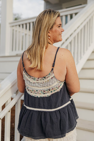 Isla Shore Denim Tank - NAVY