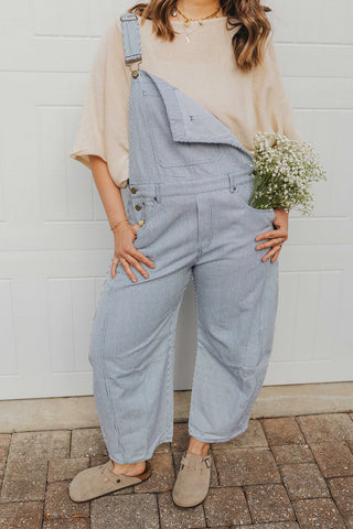 The Molly Striped Overalls - BLUE