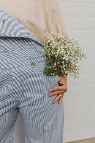 The Molly Striped Overalls - BLUE