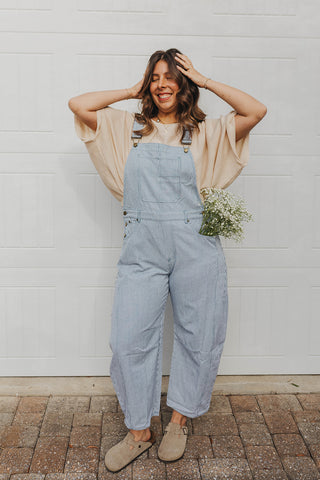 The Molly Striped Overalls - BLUE