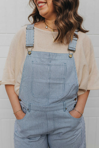 The Molly Striped Overalls - BLUE