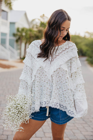 The Eyelet Twirl Top - CUSTOM CLB FLORAL