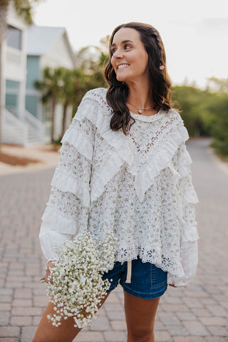 The Eyelet Twirl Top - CUSTOM CLB FLORAL