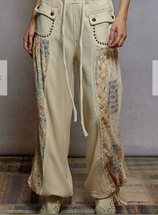 The Fall Bloom Waffle Pants - CREAM