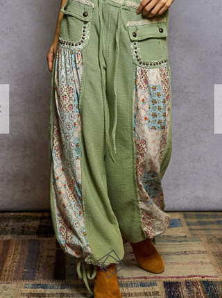The Fall Bloom Waffle Pants - GREEN