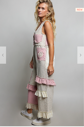 The Pink Frost Ruffle Overalls