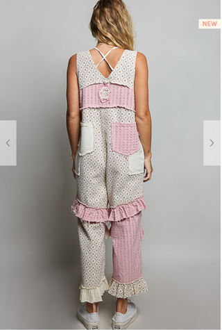 The Pink Frost Ruffle Overalls