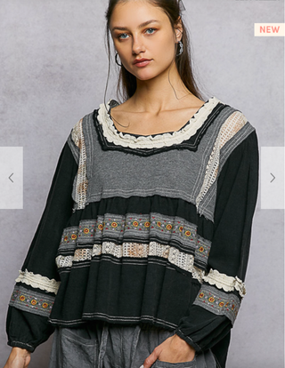 The Marlowe Marigold Top - CHARCOAL