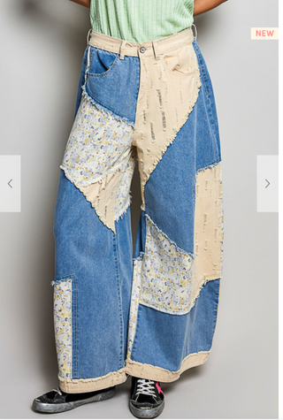The Botanical Breeze Floral Pants - DENIM