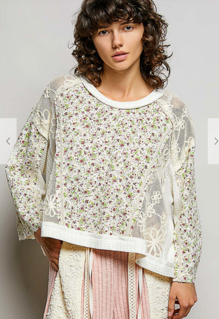 pol red and green floral top
