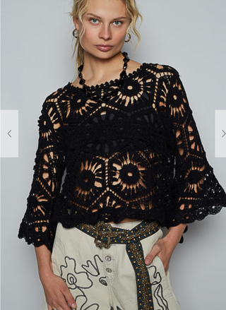 Sandy Shore Crochet Top - BLACK