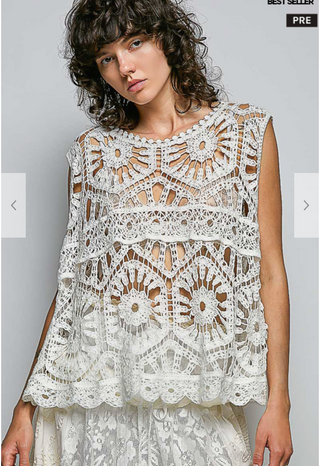 Midnight Crochet Tank - WHITE