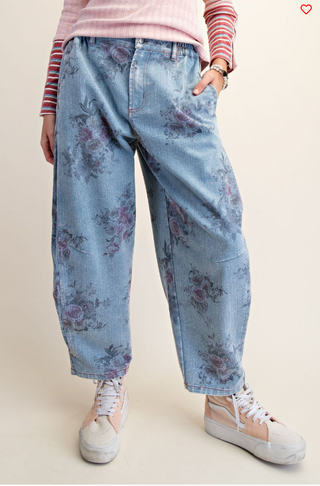 The Into The Season Floral Barrels - DENIM