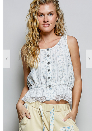 The Pol blue and white Top