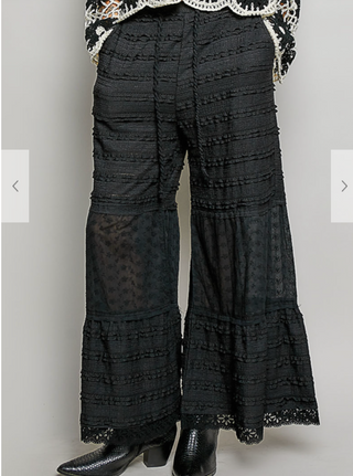 Eyelet Twirl Pants - BLACK