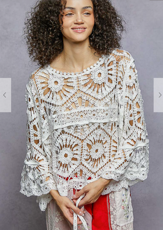Sandy Shore Crochet Top - WHITE