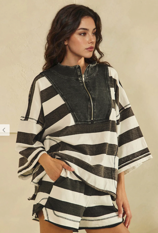 The Salty Air Striped Set - BLACK/WHITE