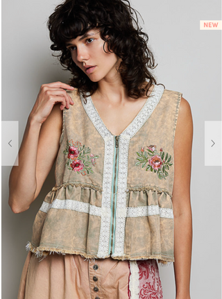 The Tan Marble Embroidered Vest