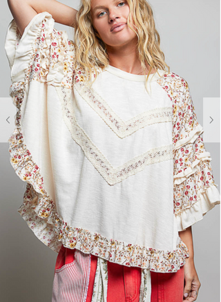 Falling For Florals Top - NATURAL