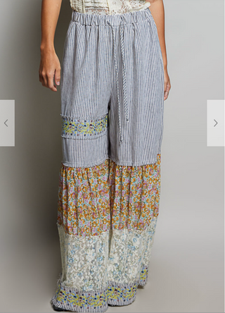 The Boho Coast Lace Pants - STRIPED