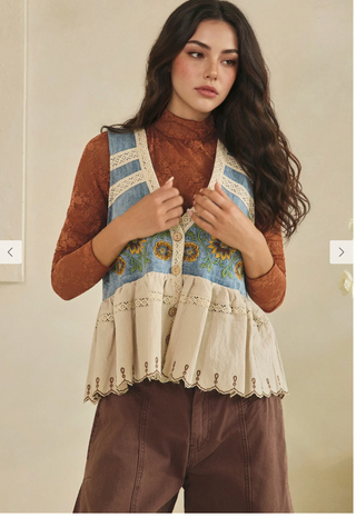 The Coastal Sunflower Embroieded Vest