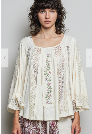 CREAM AND BLACK EMBROIDERED TOP BUNDLE (FINAL SALE)